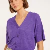 Montagut T-Shirts Et Débardeurs-T-shirt en lin flammé - Maddie 17-Violet