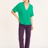 Montagut T-Shirts Et Débardeurs-T-shirt en lin flammé - Maddie 22-Vert moyen