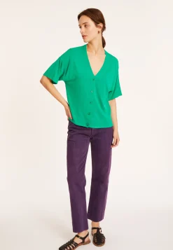 Montagut T-Shirts Et Débardeurs-T-shirt en lin flammé - Maddie 22-Vert moyen