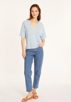 Montagut T-Shirts Et Débardeurs-T-shirt en lin flammé - Maddie 04-Bleu clair