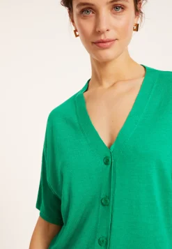 Montagut T-Shirts Et Débardeurs-T-shirt en lin flammé - Maddie 22-Vert moyen