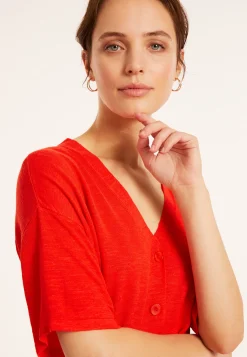 Montagut T-Shirts Et Débardeurs-T-shirt en lin flammé - Maddie 52-Rouge