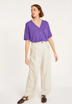 Montagut T-Shirts Et Débardeurs-T-shirt en lin flammé - Maddie 17-Violet