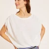 Montagut T-Shirts Et Débardeurs-T-shirt en lin flammé - Marine 02-Blanc