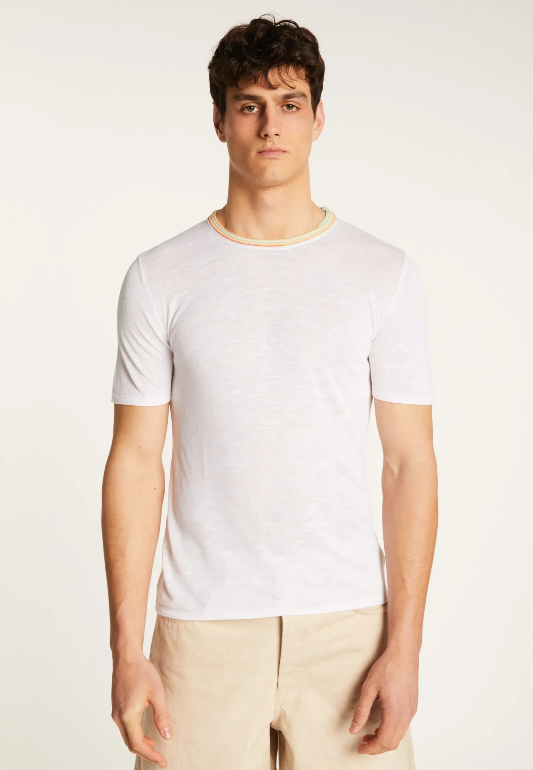 Montagut Polos Et T-Shirts-T-shirt en lin flammé - Mauro 82-Ecru