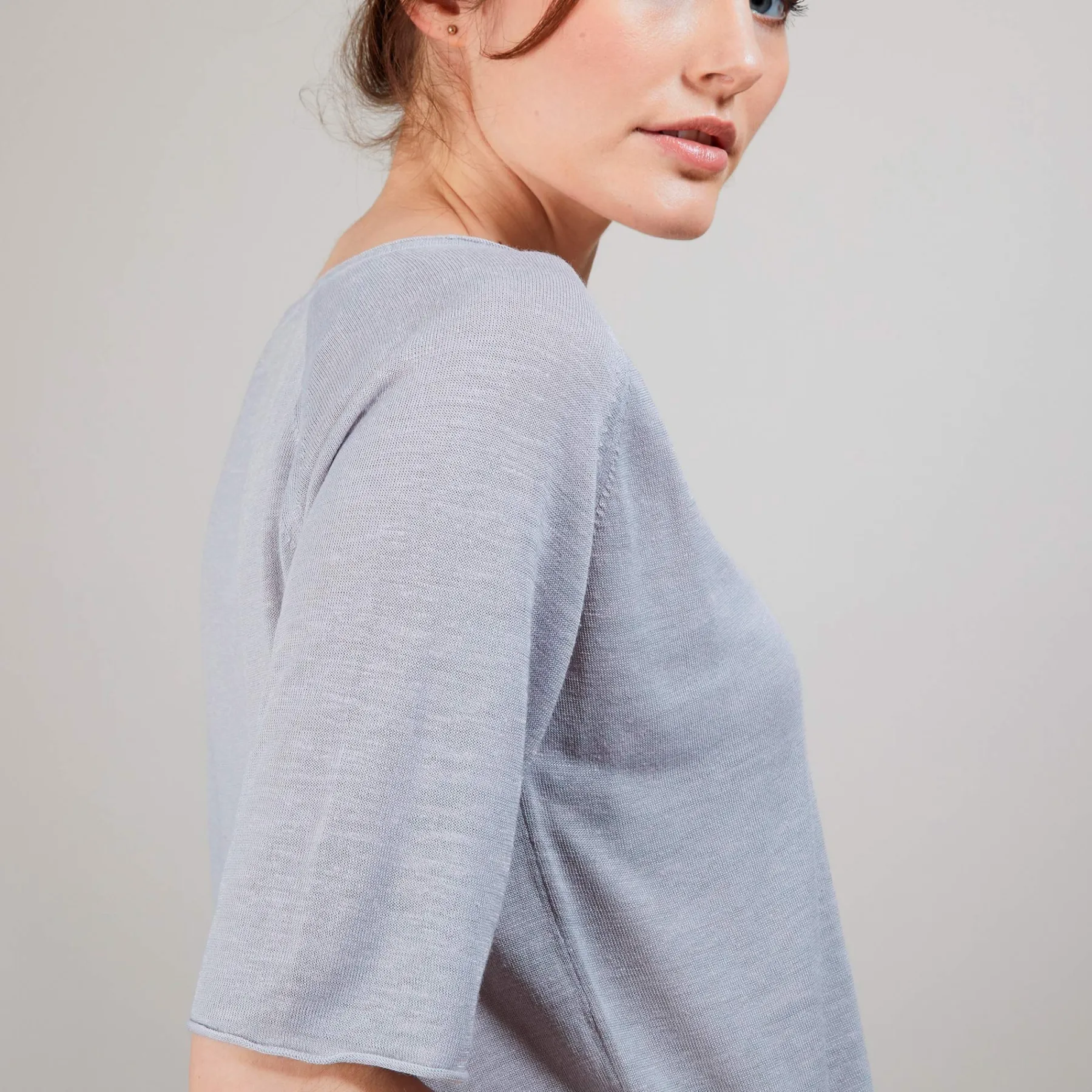 Montagut T-Shirts Et Débardeurs-T-shirt en lin flammé manches coudes - Bonbon 11-Gris clair