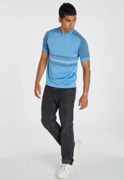 Montagut Polos Et T-Shirts-T-shirt Fil Lumière à rayures - Amand 06-Bleu moyen