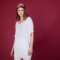 Montagut T-Shirts Et Débardeurs-T-shirt long en lin flammé - Bil 02-Blanc