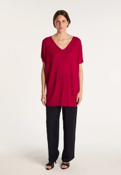 Montagut T-Shirts Et Débardeurs-T-shirt long en lin flammé - Bil 51-Bordeaux