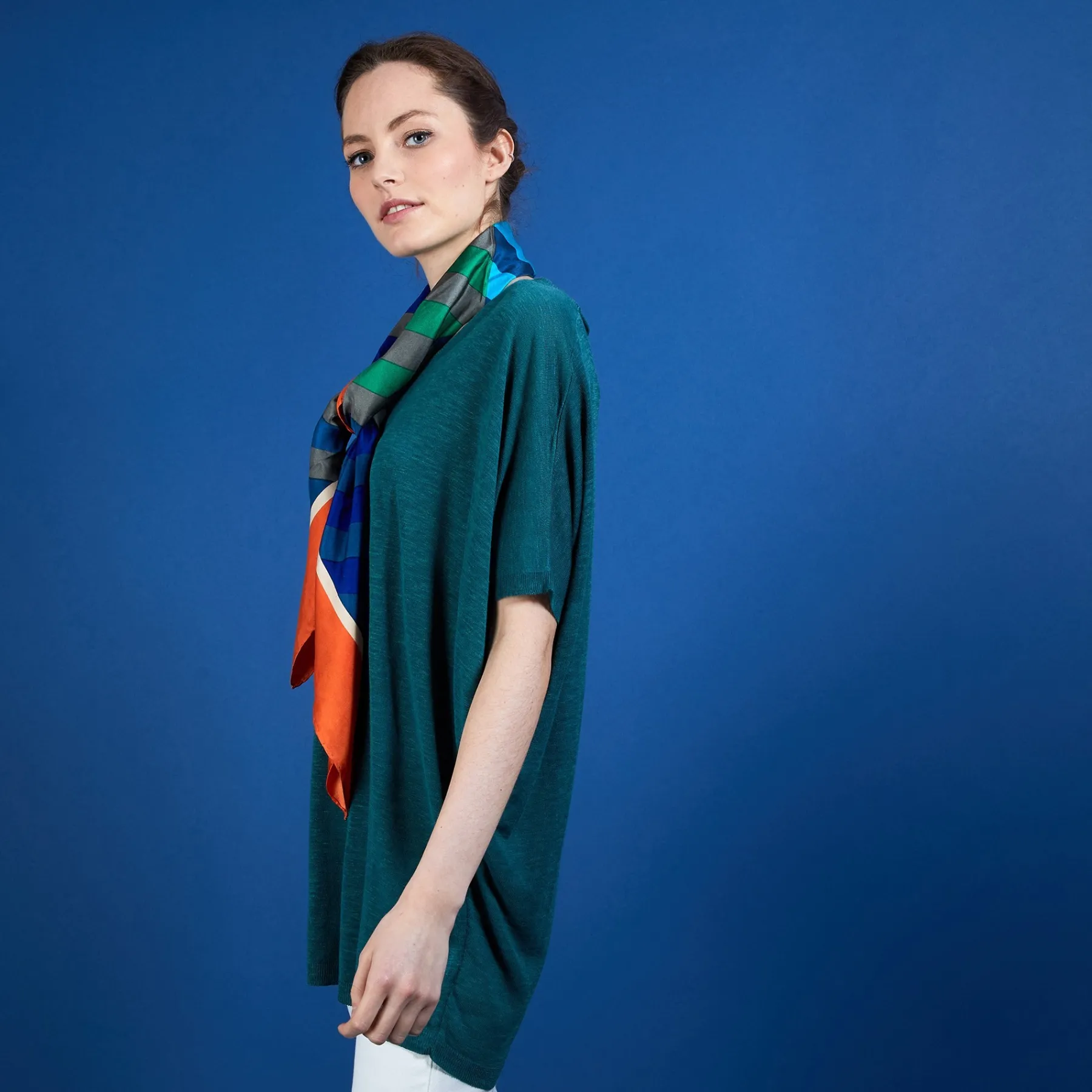 Montagut T-Shirts Et Débardeurs-T-shirt long en lin flammé - Bil 21-Vert foncé