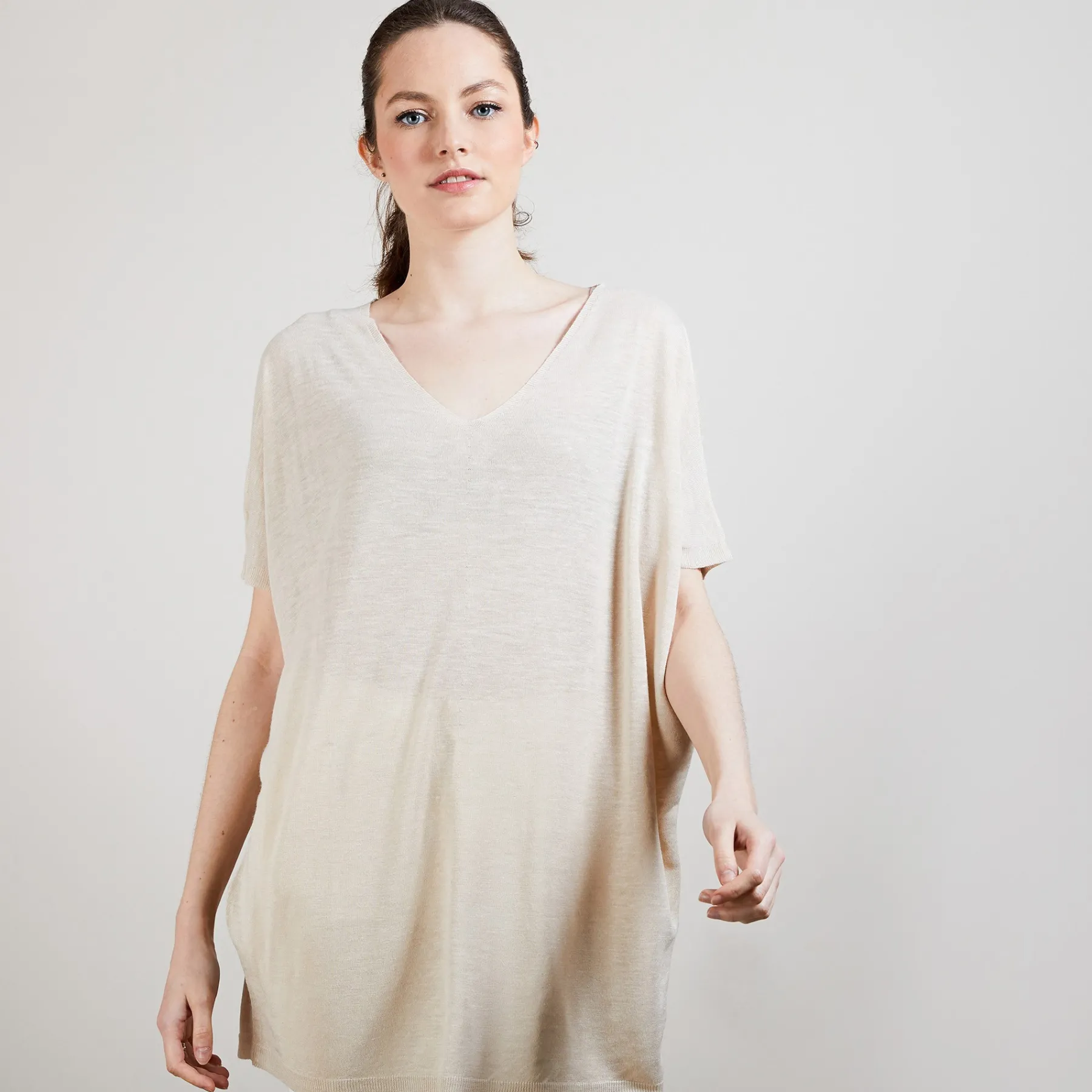 Montagut T-Shirts Et Débardeurs-T-shirt long en lin flammé - Bil 12-Beige clair