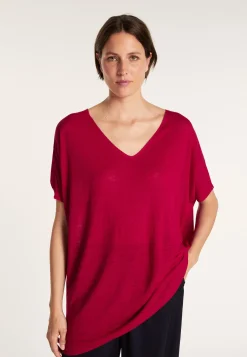 Montagut T-Shirts Et Débardeurs-T-shirt long en lin flammé - Bil 51-Bordeaux
