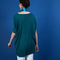 Montagut T-Shirts Et Débardeurs-T-shirt long en lin flammé - Bil 21-Vert foncé
