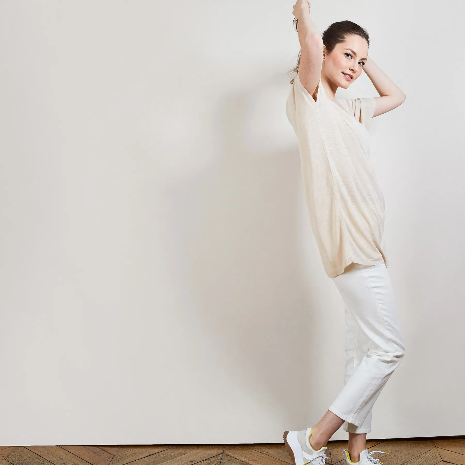 Montagut T-Shirts Et Débardeurs-T-shirt long en lin flammé - Bil 12-Beige clair