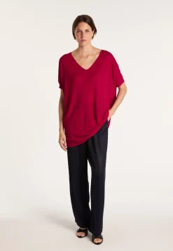 Montagut T-Shirts Et Débardeurs-T-shirt long en lin flammé - Bil 51-Bordeaux