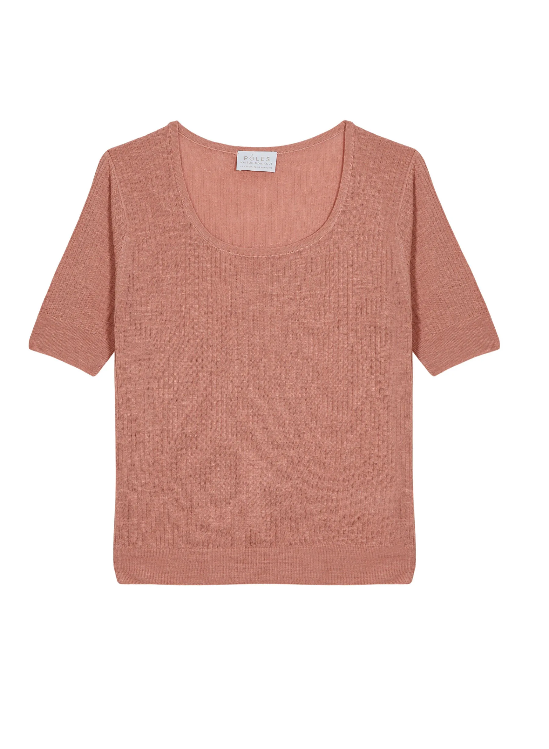 Montagut T-Shirts Et Débardeurs-T-shirt maille côtelée en lin flammé - Tahissa 24-Rose clair