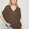 Montagut T-Shirts Et Débardeurs-T-shirt manche chauve-souris en lin flammé - Tarra 83-Kaki