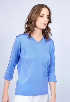 Montagut T-Shirts Et Débardeurs-T-shirt manches 3/4 en Fil Lumière - Maude 06-Bleu moyen