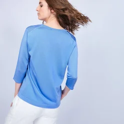 Montagut T-Shirts Et Débardeurs-T-shirt manches 3/4 en Fil Lumière - Maude 06-Bleu moyen
