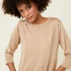 Montagut T-Shirts Et Débardeurs-T-shirt manches coudes en Fil Lumière à motifs - Erica 13-Beige moyen