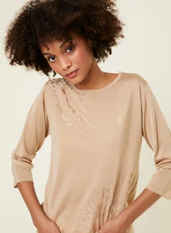 Montagut T-Shirts Et Débardeurs-T-shirt manches coudes en Fil Lumière à motifs - Erica 13-Beige moyen