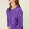 Montagut T-Shirts Et Débardeurs-T-shirt manches coudes en Fil Lumière à motifs - Erica 18-Violet foncé