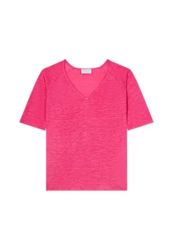 Montagut T-Shirts Et Débardeurs-T-shirt manches coudes en lin flammé - Bonbon 26-Rose foncé
