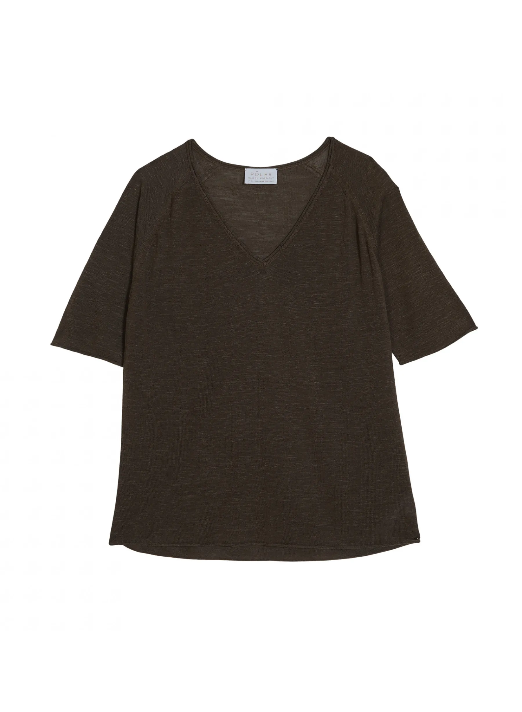 Montagut T-Shirts Et Débardeurs-T-shirt manches coudes en lin flammé - Bonbon 83-Kaki