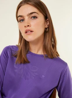 Montagut T-Shirts Et Débardeurs-T-shirt manches coudes en Fil Lumière à motifs - Erica 18-Violet foncé