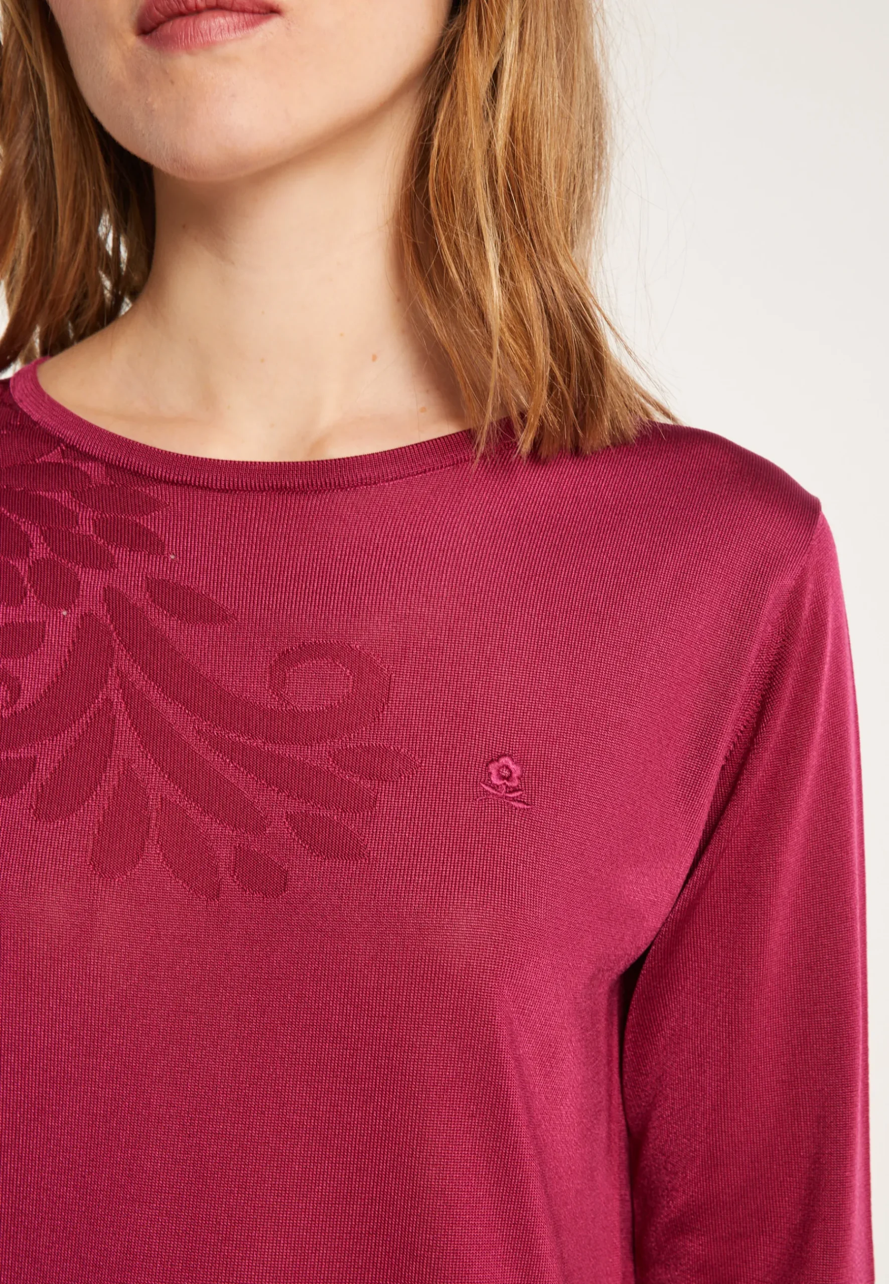 Montagut T-Shirts Et Débardeurs-T-shirt manches coudes en Fil Lumière à motifs - Erica 26-Rose foncé