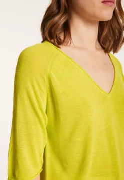 Montagut T-Shirts Et Débardeurs-T-shirt manches coudes en lin flammé - Bonbon 90-Vert anis