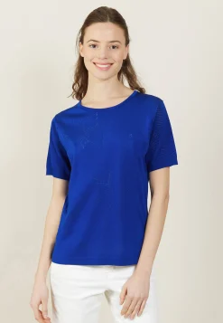 Montagut T-Shirts Et Débardeurs-T-shirt manches courtes en Fil Lumière - Adeline 75-Bleu nuit