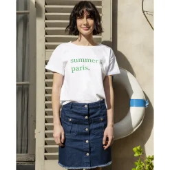 Montagut T-Shirts Et Débardeurs-T-shirt message femme Maison x Cuisse de Grenouille - Jaja 02-Blanc