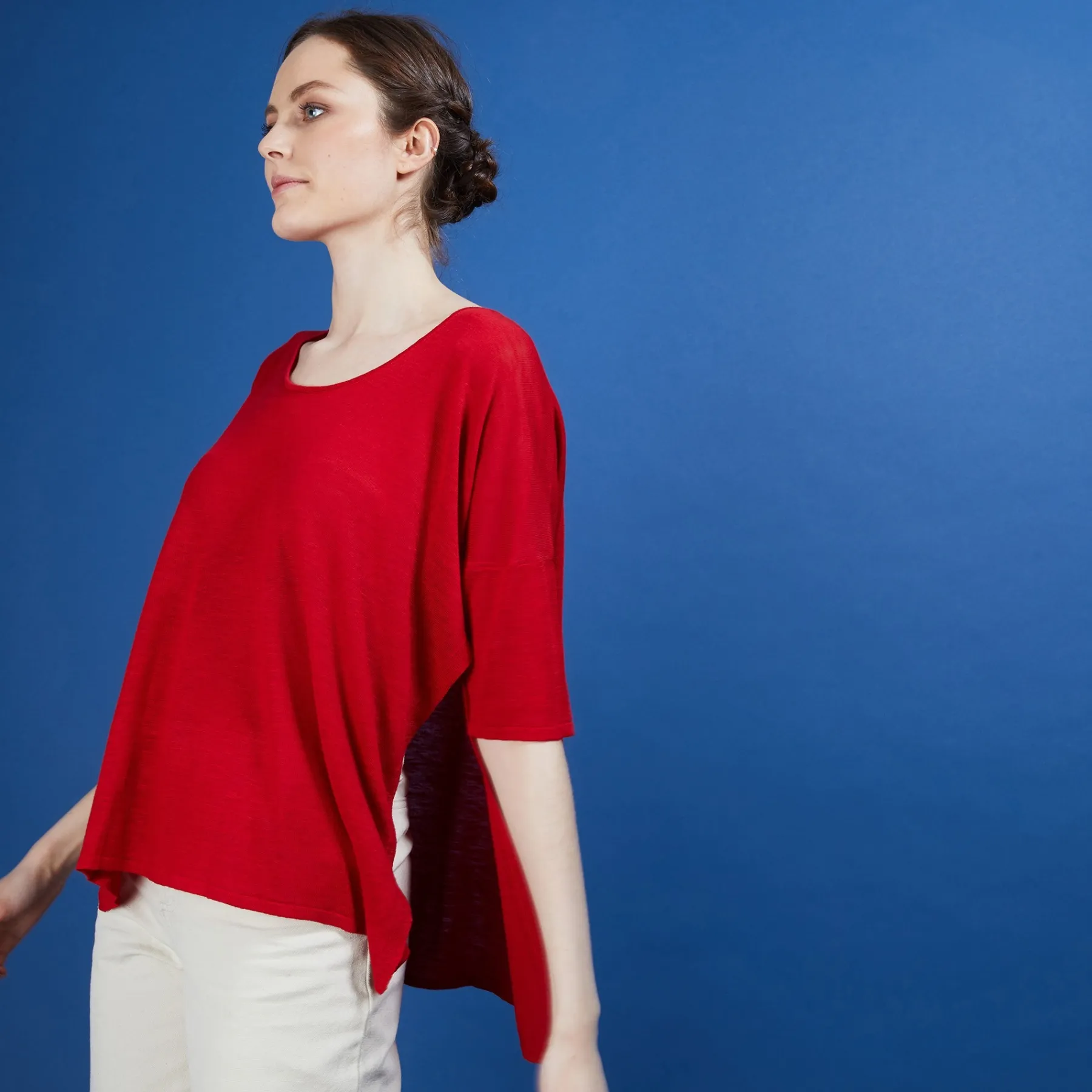 Montagut T-Shirts Et Débardeurs-T-shirt oversize en lin flammé - Batalya 52-Rouge