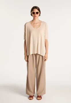 Montagut T-Shirts Et Débardeurs-T-shirt oversize en lin flammé - Batalya 12-Beige clair