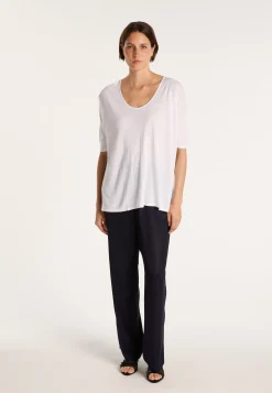 Montagut T-Shirts Et Débardeurs-T-shirt oversize en lin flammé - Batalya 02-Blanc