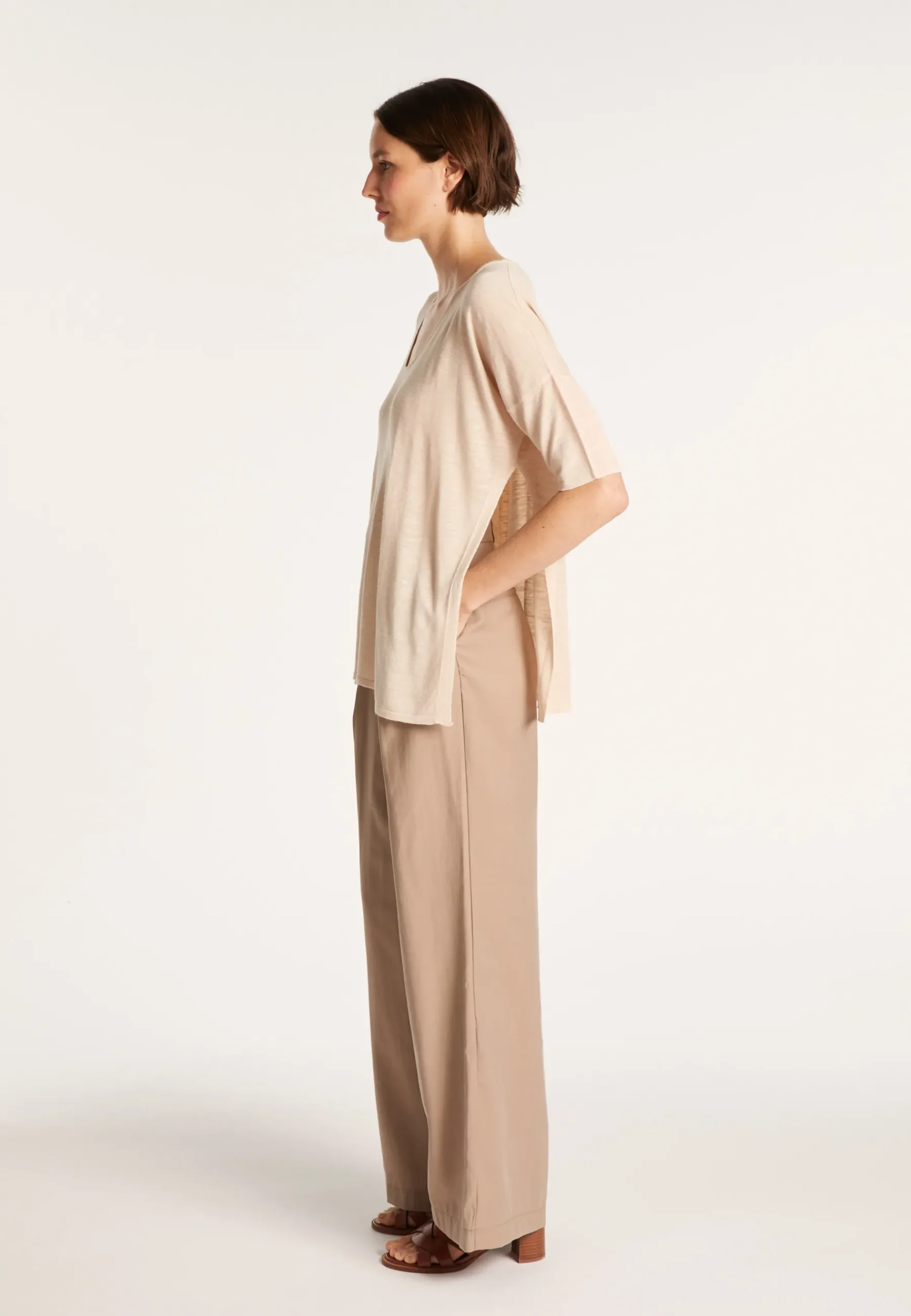 Montagut T-Shirts Et Débardeurs-T-shirt oversize en lin flammé - Batalya 12-Beige clair