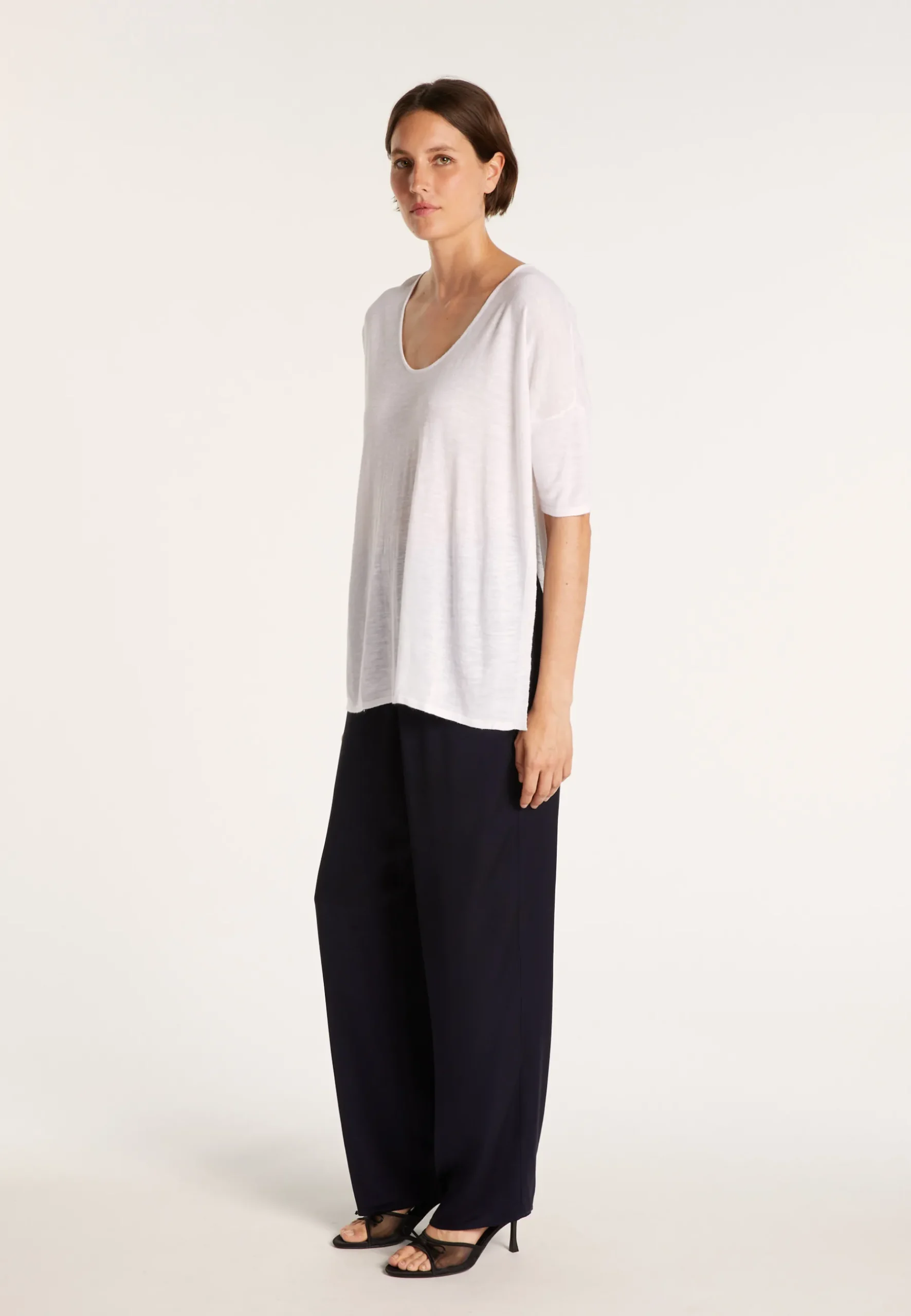 Montagut T-Shirts Et Débardeurs-T-shirt oversize en lin flammé - Batalya 02-Blanc