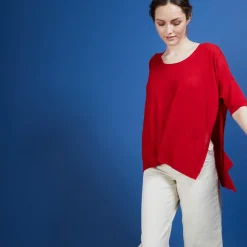Montagut T-Shirts Et Débardeurs-T-shirt oversize en lin flammé - Batalya 52-Rouge