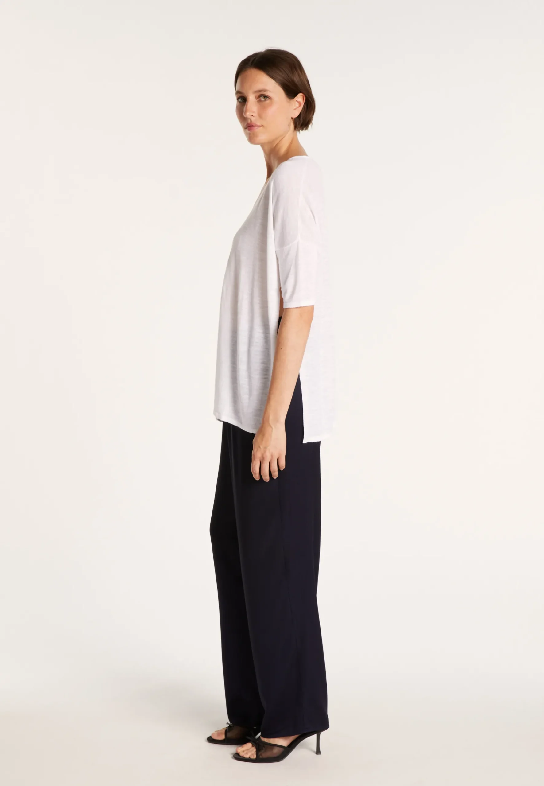 Montagut T-Shirts Et Débardeurs-T-shirt oversize en lin flammé - Batalya 02-Blanc