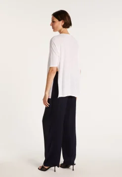 Montagut T-Shirts Et Débardeurs-T-shirt oversize en lin flammé - Batalya 02-Blanc
