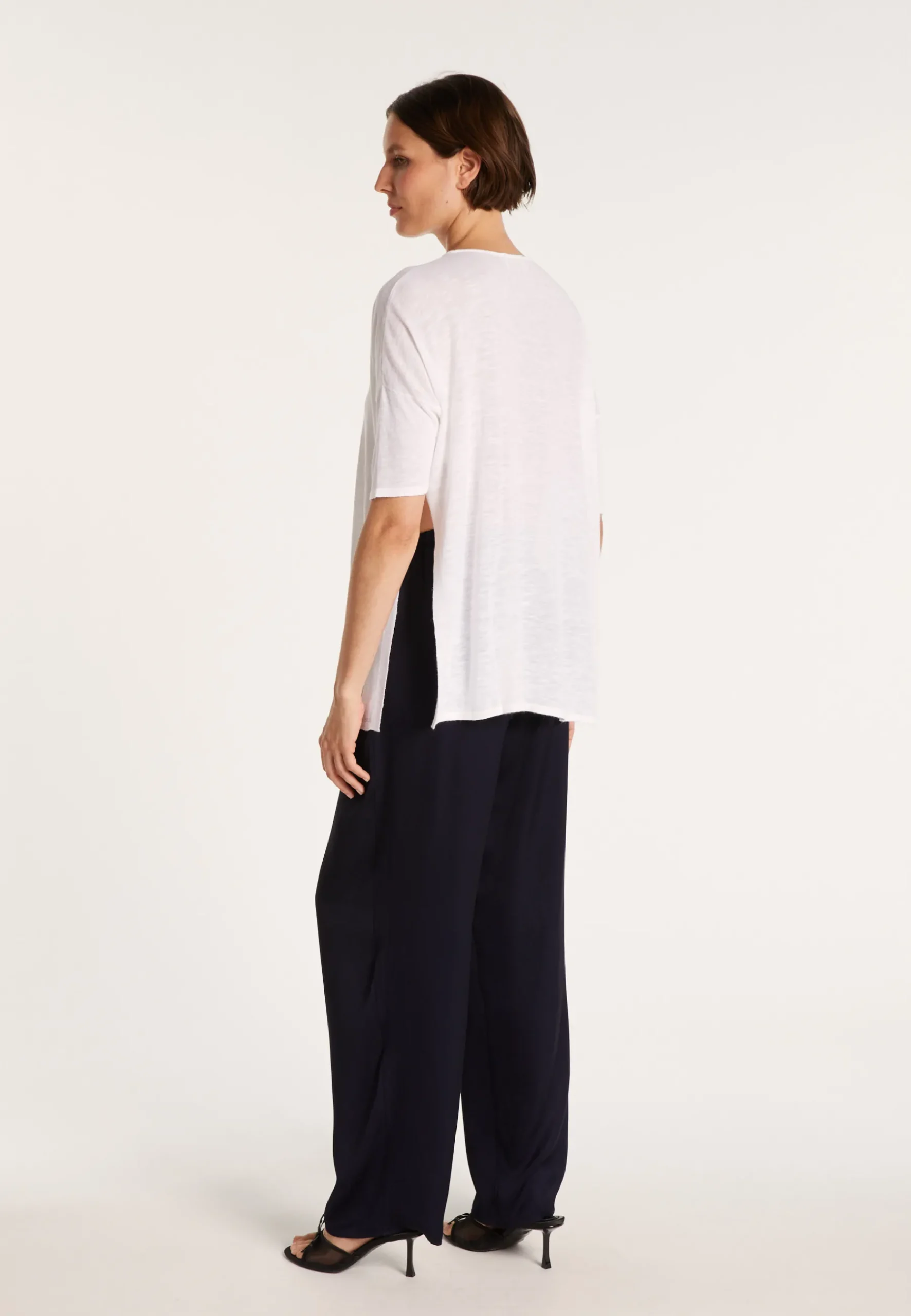 Montagut T-Shirts Et Débardeurs-T-shirt oversize en lin flammé - Batalya 02-Blanc