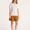 Montagut T-Shirts Et Débardeurs-T-shirt ras de cou en lin flammé - Lucie 02-Blanc