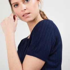 Montagut T-Shirts Et Débardeurs-T-Shirt soie naturelle - Aïcha 05-Bleu marine