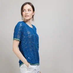 Montagut T-Shirts Et Débardeurs-T-shirt tricoté en maille crochet - Claus 06-Bleu moyen