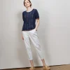 Montagut T-Shirts Et Débardeurs-T-shirt tricoté en maille crochet - Claus 05-Bleu marine