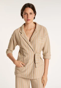 Montagut Vestes Et Cardigans-Veste à rayures - Jane 13-Beige moyen