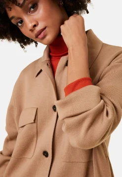 Montagut Vestes Et Cardigans-Veste boutonnée avec poches en laine mérinos - Giselle 88-Camel
