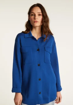 Montagut Vestes Et Cardigans-Veste boutonnée avec poches en laine mérinos - Giselle 03-Bleu foncé