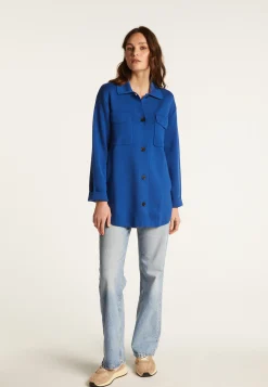 Montagut Vestes Et Cardigans-Veste boutonnée avec poches en laine mérinos - Giselle 03-Bleu foncé